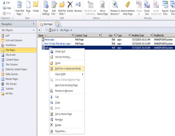 file in advanced mode